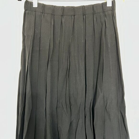 Jennifer Reed Concept Women Size Medium Solid Black Pleated Skirt A Line Modest - Picture 3 of 11